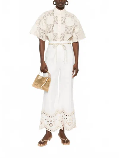 Zimmermann Wanderlust Flare Pants In Ivory In Neutral