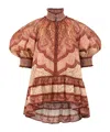 Zimmermann Tapestry-print Burgundy Silk Habotai Wanderlust Blouse In Brown