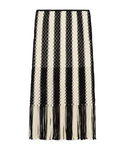 Zimmermann Wanderlust Fringed Striped Midi Skirt In Multi