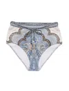 Zimmermann Wanderlust Belted Embellished Paisley-print Bikini Briefs In Multi