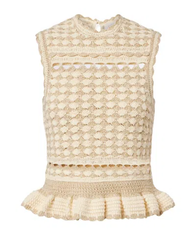 Zimmermann Wanderlust Lame Crochet Tank Top In Brown