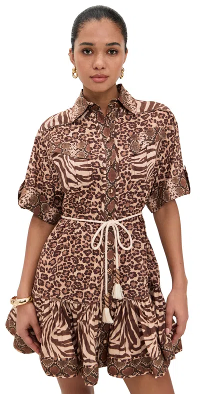 ZIMMERMANN WANDERLUST LANTERN MINI DRESS SPLICED PRINT