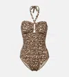 Zimmermann Wanderlust Cutout Ruched Leopard-print Swimsuit In Animal Print