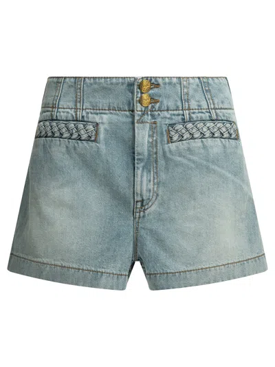 Zimmermann Wanderlust Lightblue Cotton Five-pocket Shorts In Blue
