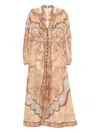 Zimmermann Womens Wanderlust Plunge Linen Midi Dress Tapestry Multi In Brown