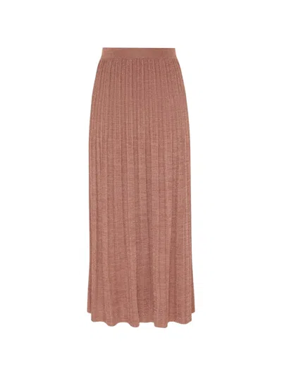 Zimmermann Wanderlust Metallic Midi Skirt In Brown