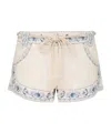 Zimmermann Wanderlust Mini Shorts Embroidered Pockets Beltloops In White