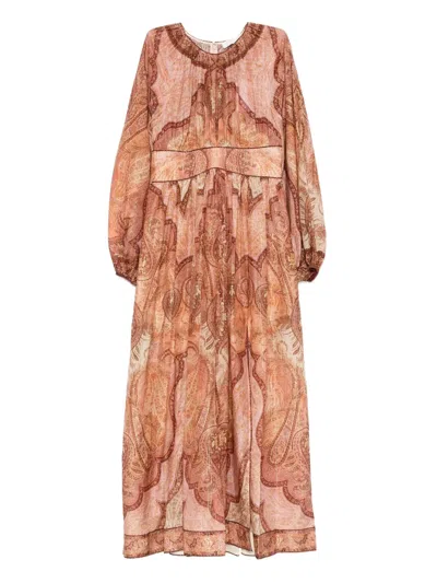 Zimmermann Wanderlust Midi Dress In Brown