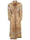Zimmermann Wanderlust Midi Dress With Deep V-neck And Flared Skirt In Brown