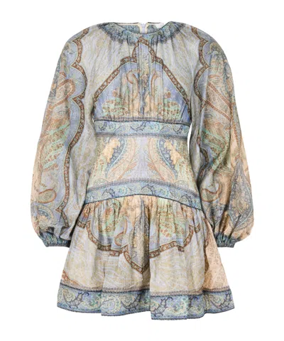 Zimmermann Wanderlust Mini Dress In Blue