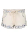 Zimmermann Wanderlust Mini Shorts Embroidered Pockets Beltloops In White
