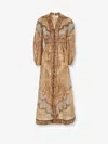Zimmermann Wanderlust Multicolor Long Dress With V Neck And All-over Paisley Motif In Linen Woman In Multi