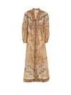 Zimmermann Wanderlust Multicolor Long Dress With V Neck And All-over Paisley Motif In Linen Woman In Multi