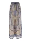 Zimmermann Wanderlust Multicolor Pants With Elastic Drawstring Waist And All-.over Print In Silk Woman In Multi