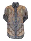 Zimmermann 'wanderlust' Multicolor Shirt With Classic Collar And All-over Print In Silk Woman In Multi