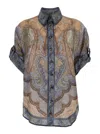 Zimmermann Wanderlust Multicolor Shirt With Classic Collar And All-over Print In Silk Woman In Multi
