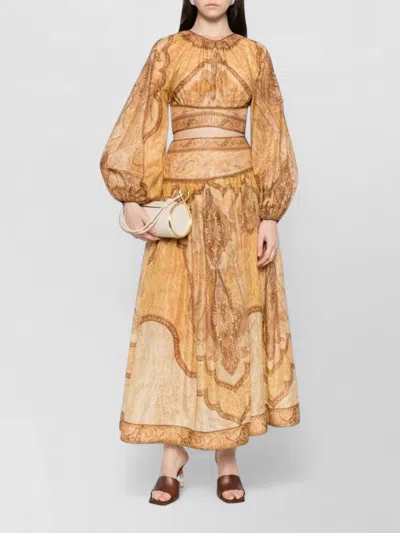 Zimmermann Wanderlust Paisley Cropped Silk Cotton Top In Gold