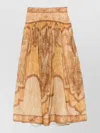 Zimmermann Wanderlust Gathered Printed Cotton-blend Maxi Skirt In Orange