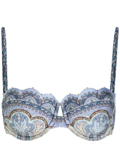 Zimmermann Wanderlust Patterned Bikini Top In Multi