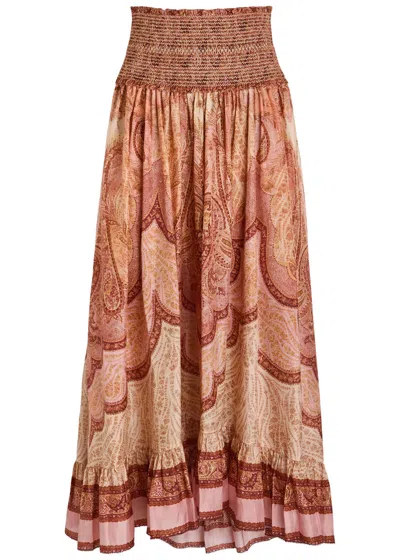 ZIMMERMANN ZIMMERMANN WANDERLUST PATTERNED SILK MAXI SKIRT
