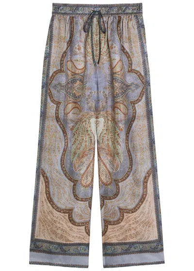 ZIMMERMANN ZIMMERMANN WANDERLUST PATTERNED WIDE-LEG SILK TROUSERS