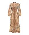 Zimmermann Wanderlust Multicolor Long Dress With V Neck And All-over Paisley Motif In Linen Woman In Multi