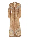 Zimmermann Womens Wanderlust Plunge Linen Midi Dress Tapestry Multi In Multi
