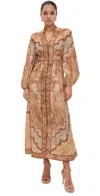 Zimmermann Wanderlust Multicolor Long Dress With V Neck And All-over Paisley Motif In Linen Woman In Multi