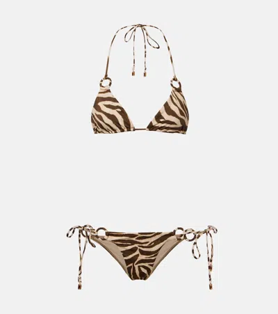 Zimmermann Wanderlust Printed Bikini In Animal Print