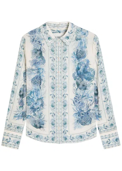 Zimmermann Wanderlust Printed Cotton Shirt In Blue