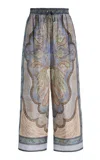 Zimmermann Wanderlust Printed Silk Pants In Blue