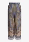 Zimmermann Wanderlust Paisley Relaxed Wide Leg Habutai Silk Drawstring Pants In Multi