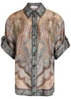 Zimmermann Wanderlust Oversize Paisley Silk Button-up Shirt In Multi