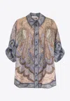 Zimmermann Wanderlust Multicolor Shirt With Classic Collar And All-over Print In Silk Woman In Multi