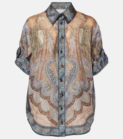Zimmermann Shirt Wanderlust Short Sleeve In Blue