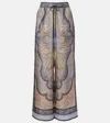 Zimmermann Wanderlust Printed Silk Wide-leg Pants In Blue