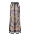 Zimmermann Wanderlust Multicolor Pants With Elastic Drawstring Waist And All-.over Print In Silk Woman In Gray