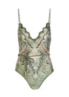 Zimmermann Wanderlust Belted Embellished Scalloped Printed Swimsuit In Multi