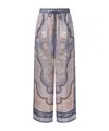 Zimmermann Wanderlust Multicolor Pants With Elastic Drawstring Waist And All-.over Print In Silk Woman In Multi