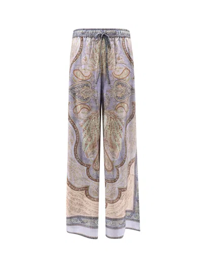 Zimmermann Wanderlust Multicolor Pants With Elastic Drawstring Waist And All-.over Print In Silk Woman