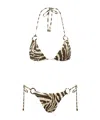 Zimmermann Wanderlust Ring-tie Zebra-pattern Bikini In Black