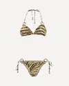 Zimmermann Wanderlust Ring-tie Zebra-pattern Bikini In Brown
