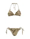 Zimmermann Wanderlust Ring-tie Zebra-pattern Bikini In Green