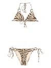 Zimmermann Wanderlust Ring-tie Zebra-pattern Bikini In Green