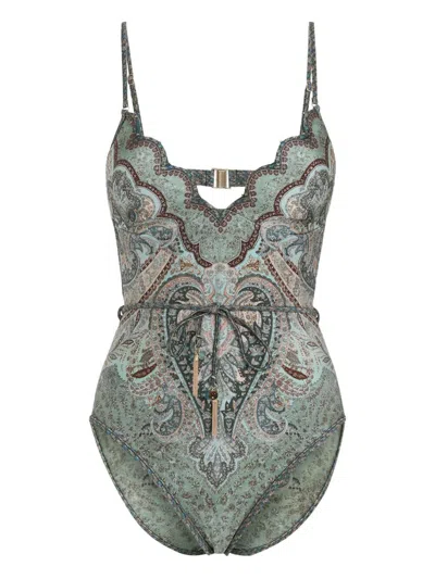 Zimmermann `wanderlust` Scallop One-piece Swimsuit In Multi