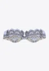 Zimmermann Wanderlust Strapless Embellished Paisley-print Bikini Top In Blue