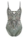 Zimmermann Wanderlust Scalloped Paisley Swimsuit In Green