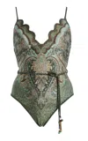 Zimmermann Wanderlust Scalloped Swimsuit In Green
