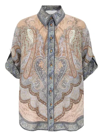 Zimmermann Shirt Wanderlust Short Sleeve In Multi