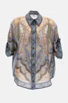Zimmermann Wanderlust Multicolor Shirt With Classic Collar And All-over Print In Silk Woman In Multi
